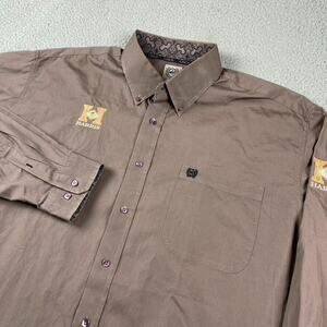Cinch Button Up Shirt Men's XL Brown Western Flip Cuff Rodeo Cowboy